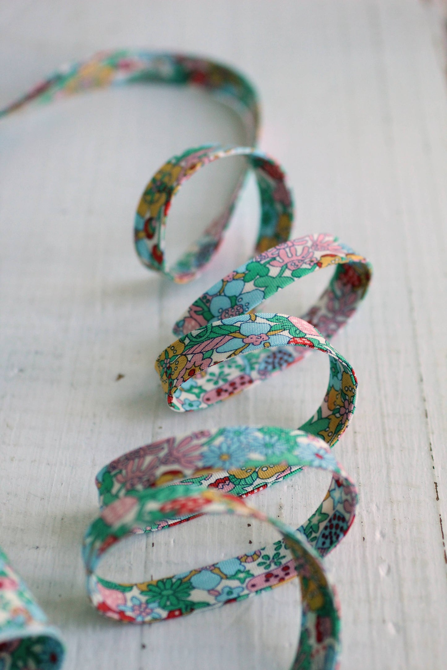 Web Only Sewing Supplies: 1/2" Double Fold Bias Binding Liberty Forest B, 100% Cotton- by the yard