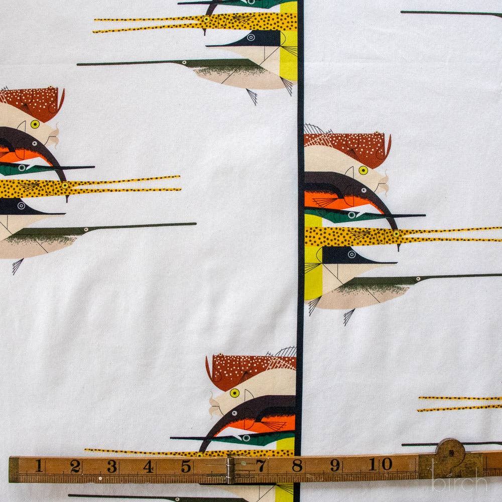 Birch Fabrics: Charley Harper Organic Cotton Gone Fishin Poplin-by the half yard