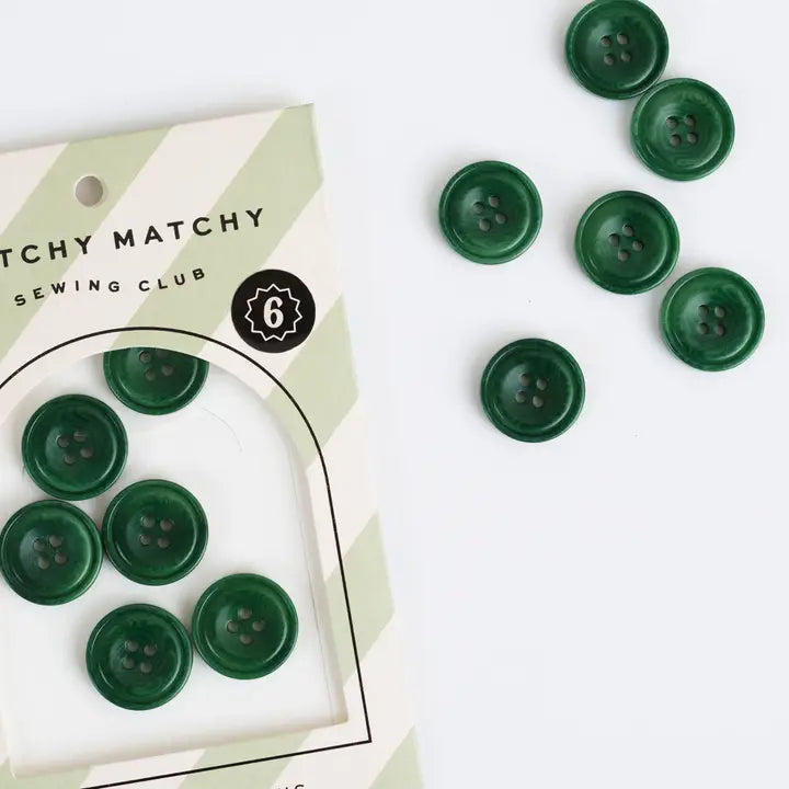 Notions: Juniper 3/4" Corozo Nut Buttons by Matchy Matchy Sewing Club: Set of 6-1 pack