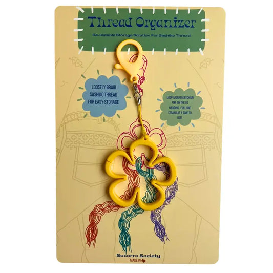 Sashiko/ Visible Mending Collection: Flower Thread Organizer: Yellow