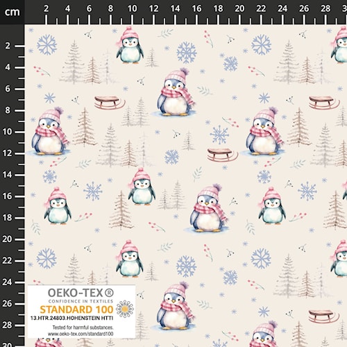 Avalana Jersey Cotton Spandex OEKO TEX Stof Penguins Holiday Jersey Knit -by the yard