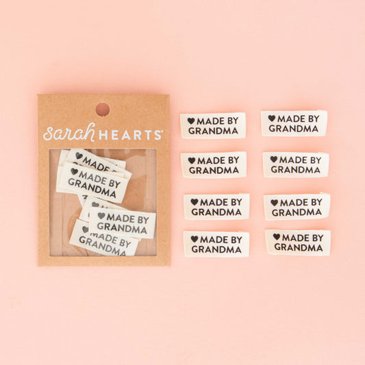 Notions: Sarah Hearts Made by Grandma Organic Cotton Sewing and Quilting Labels- 1 Pack