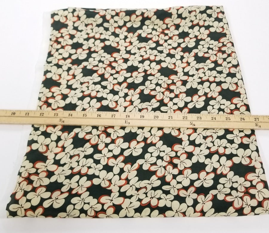 End of Bolt: 5/8th yard of Kennedy Floral Green Rayon Woven- Remnant