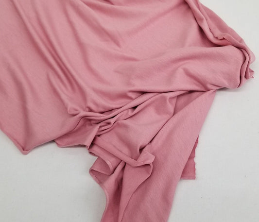 Designer Deadstock Rayon Wool Stretch Jersey Rose 5.5oz Knit- Sold by the yard