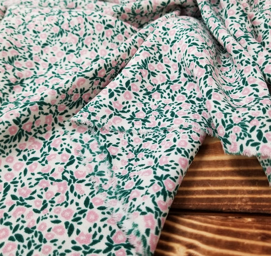 End of BOlt: 5-3/8th yards of Designer Deadstock Berry Fun Floral Blousewear Woven-Remnant