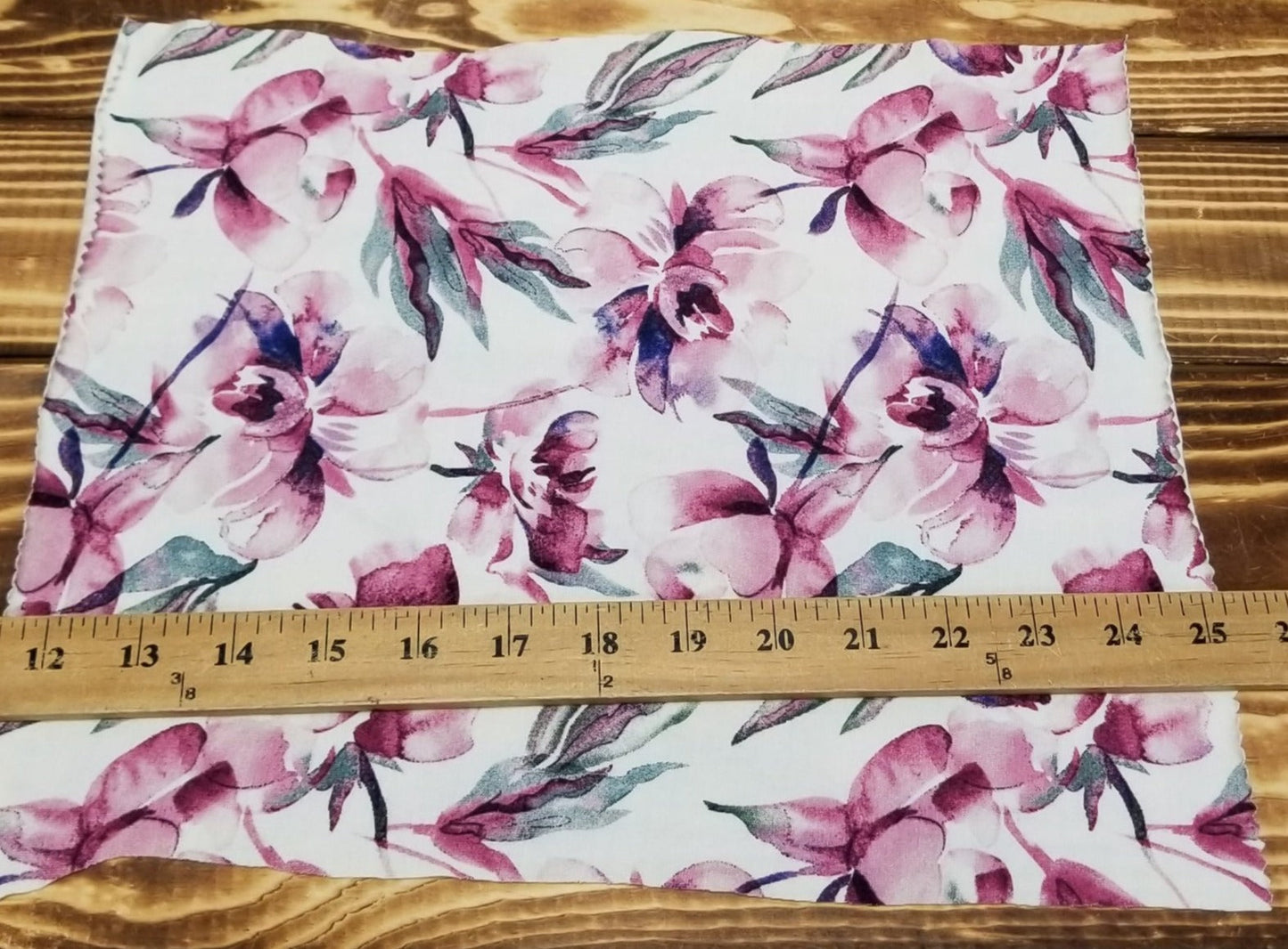 End of Bolt: 1-7/8th yards of Fashion Modal Spandex Jersey Watercolor Arcadia Floral  knit-Remnant
