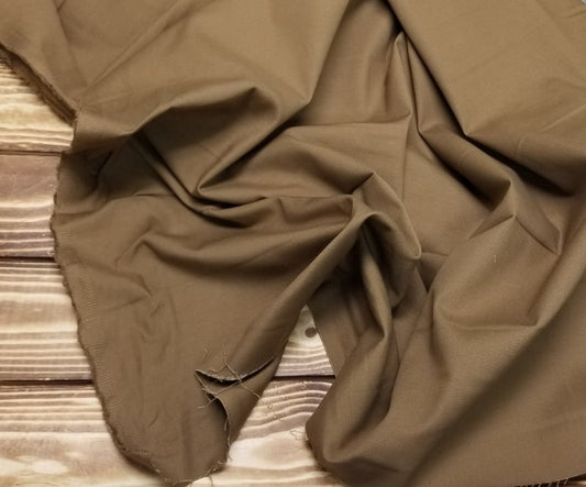 End of Bolt: 2.5 yards of Designer Deadstock Medium Brown Canvas Twill Bottomweight Slight Stretch Woven- Remnant
