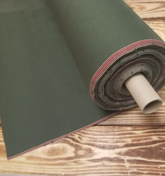 End of Bolt: 3-1/8th yards of  100% Cotton Olive Selvedge  Soft Twill Woven 10 oz- Made in Japan- remnant