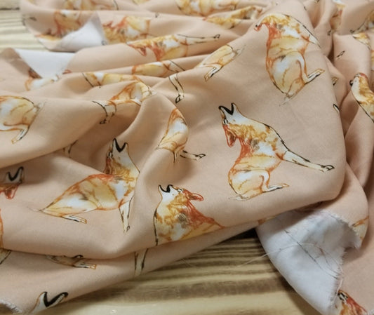 Howling Coyotes Rayon Challis Blush Pink- Sold by the yard