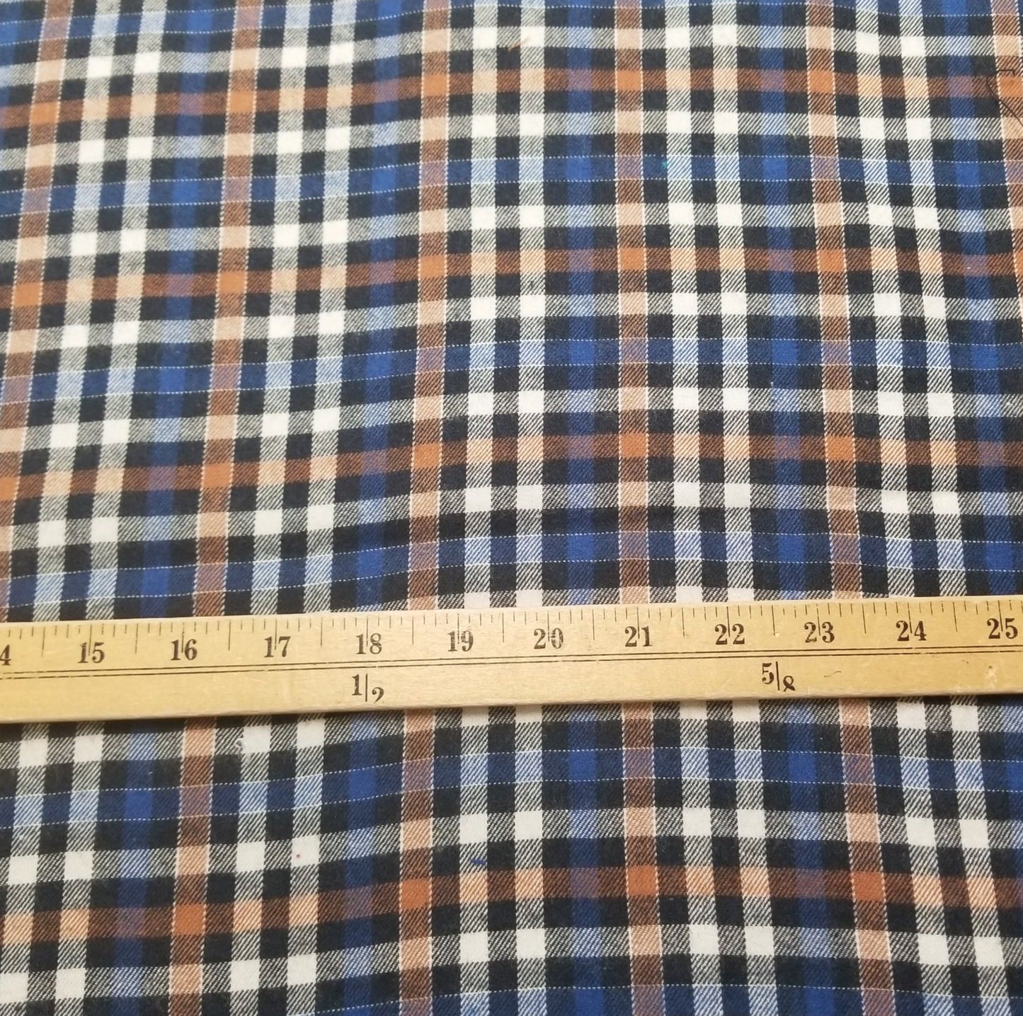 End of Bolt: 2-7/8th yards of  Deadstock Yarn Dyed Single Brushed Flannel Pomona Orange Check Plaid Shirting Cotton Woven-Remnant