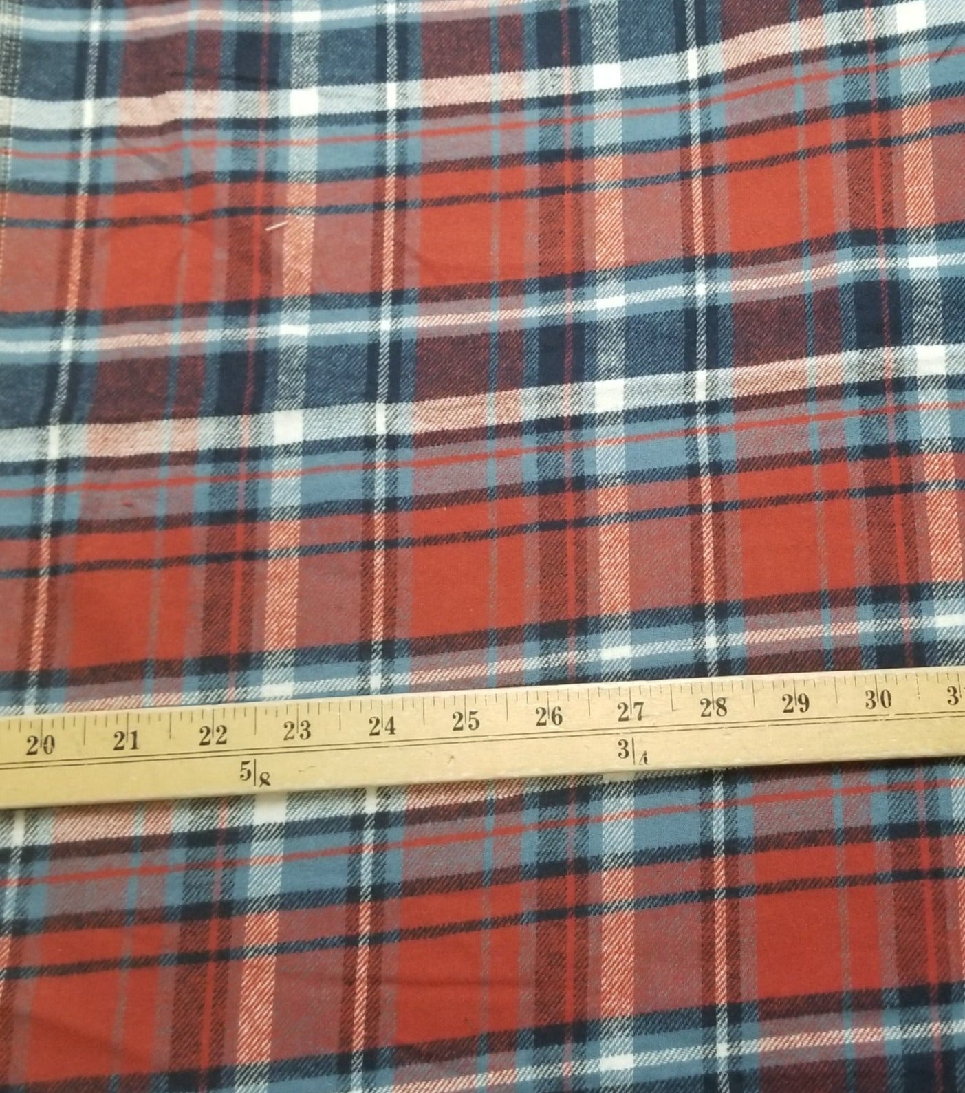 Designer Deadstock Yarn Dyed Single Brushed Flannel Burbank Red and Blue Plaid Shirting Cotton Woven-Sold by the yard