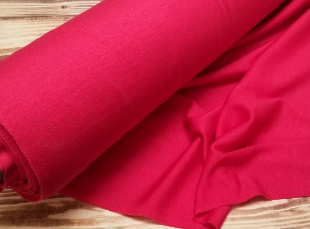 Designer Deadstock Vibrant Apple Red 100% Wool Interlock Jersey Knit- Sold by the yard