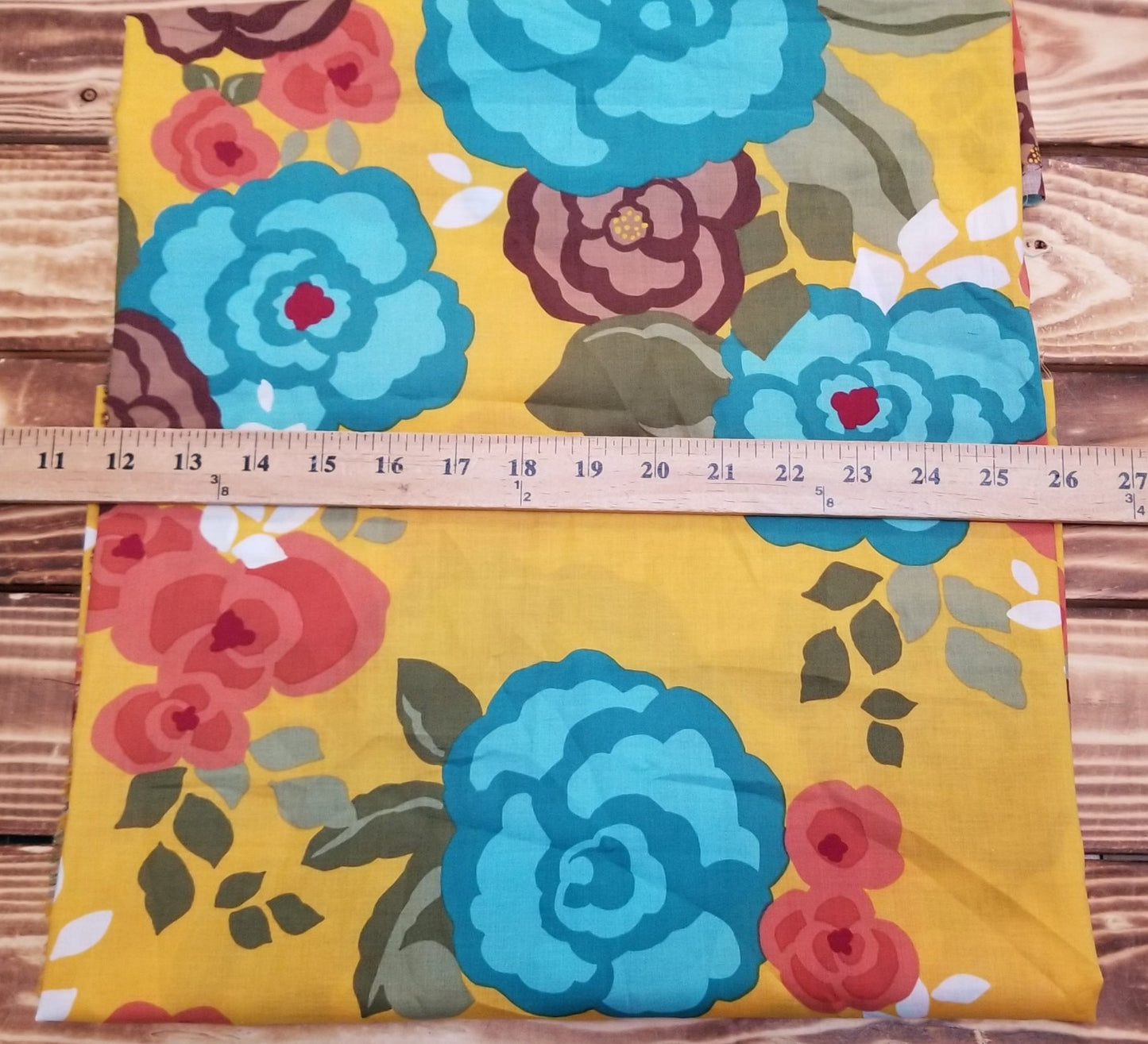 Designer Deadstock Cotton Lawn Large Floral Marigold Yellow 2.36oz Woven- Sold by the yard