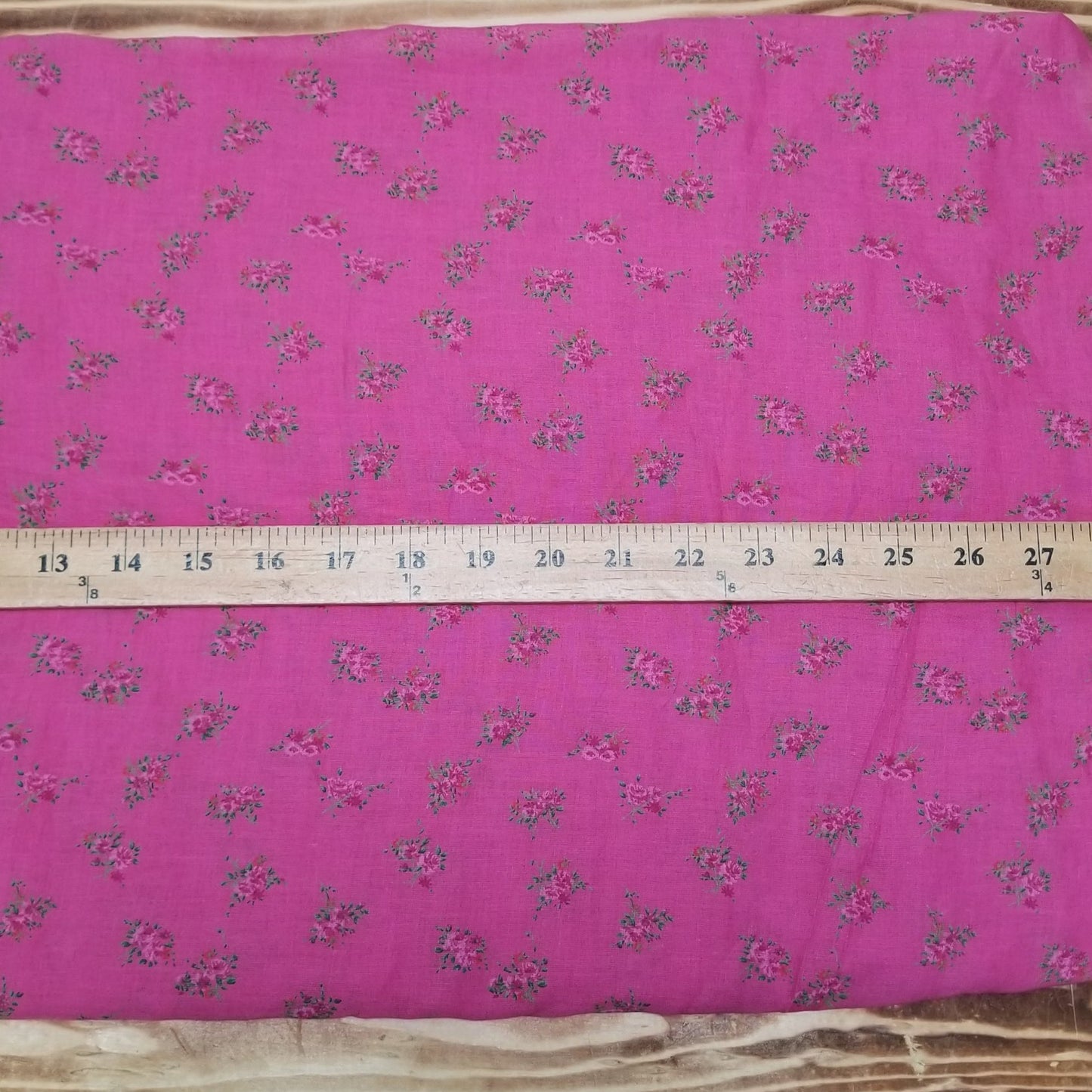 Designer Deadstock Sheer Cottage Floral Fuchsia Cotton Lawn Woven-Sold by the yard