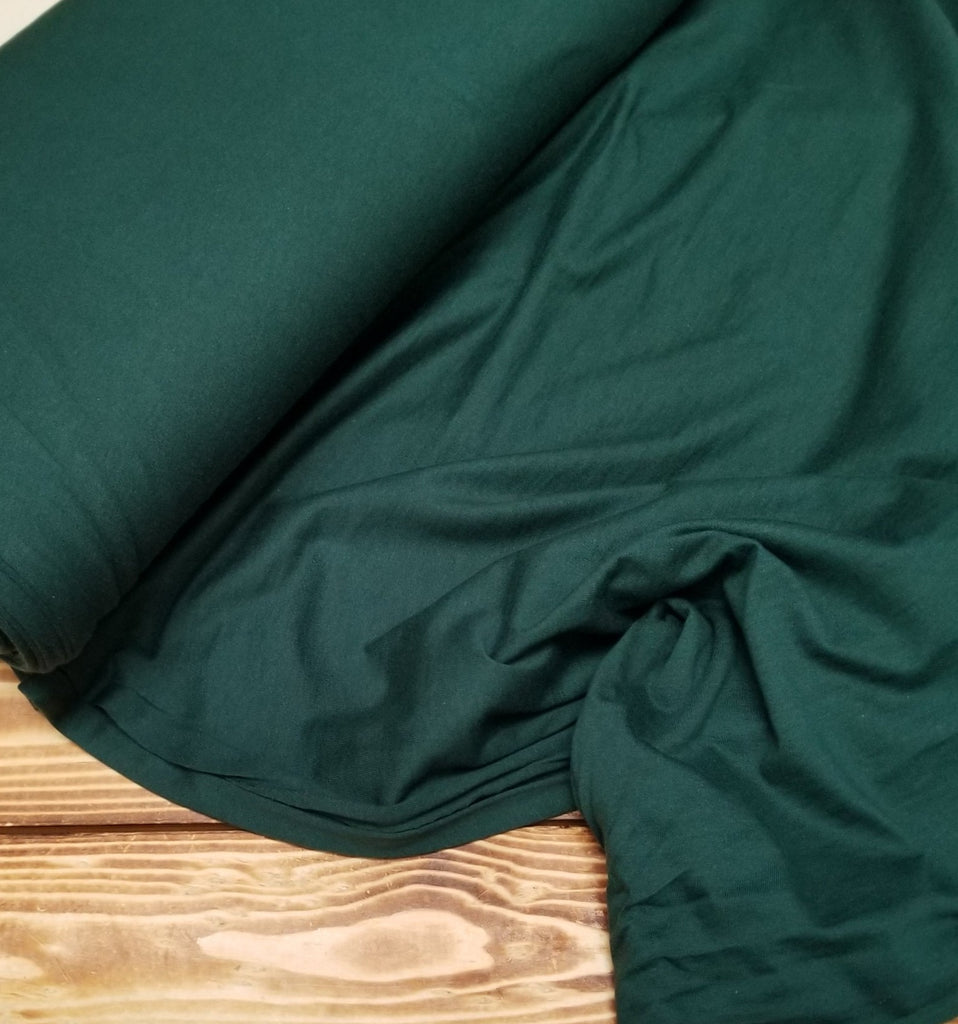 hunter green 100% cotton jersey knit, retail fabric by the yard