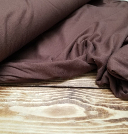 100% cotton jersey USA knit, brown color. fabric by the yard