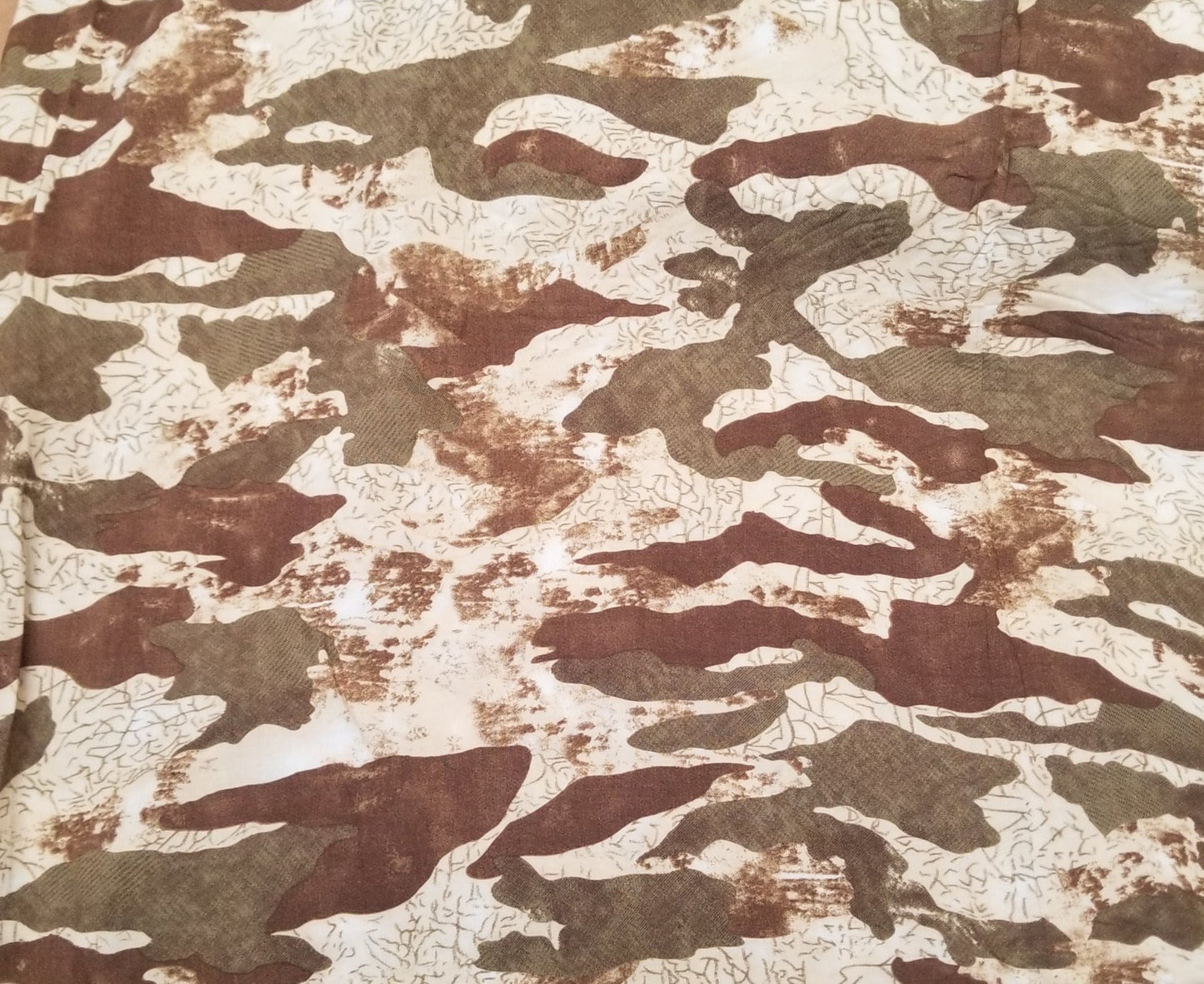 End of BOlt: 2.5 yards of Fashion Distressed Camouflage Cream Rayon Challis Woven-remnant