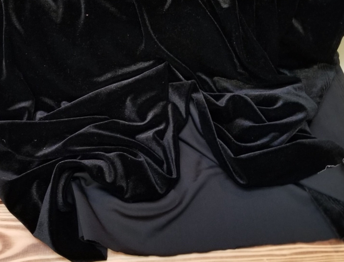 Black Fashion Stretch Velvet Knit-Sold by the yard