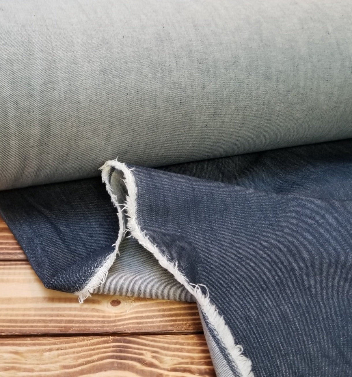 Denim Blue Plain French Linen Upholstery Fabric by the Yard KL033 - KOVI  Fabrics