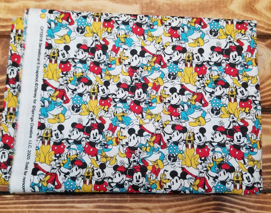 End of BOlt: 1.5 yards of Licensed Spring Creatives Fabrics Mickey Mouse & Friends Sensational 6 Snapshot 100% Cotton Woven- remnant