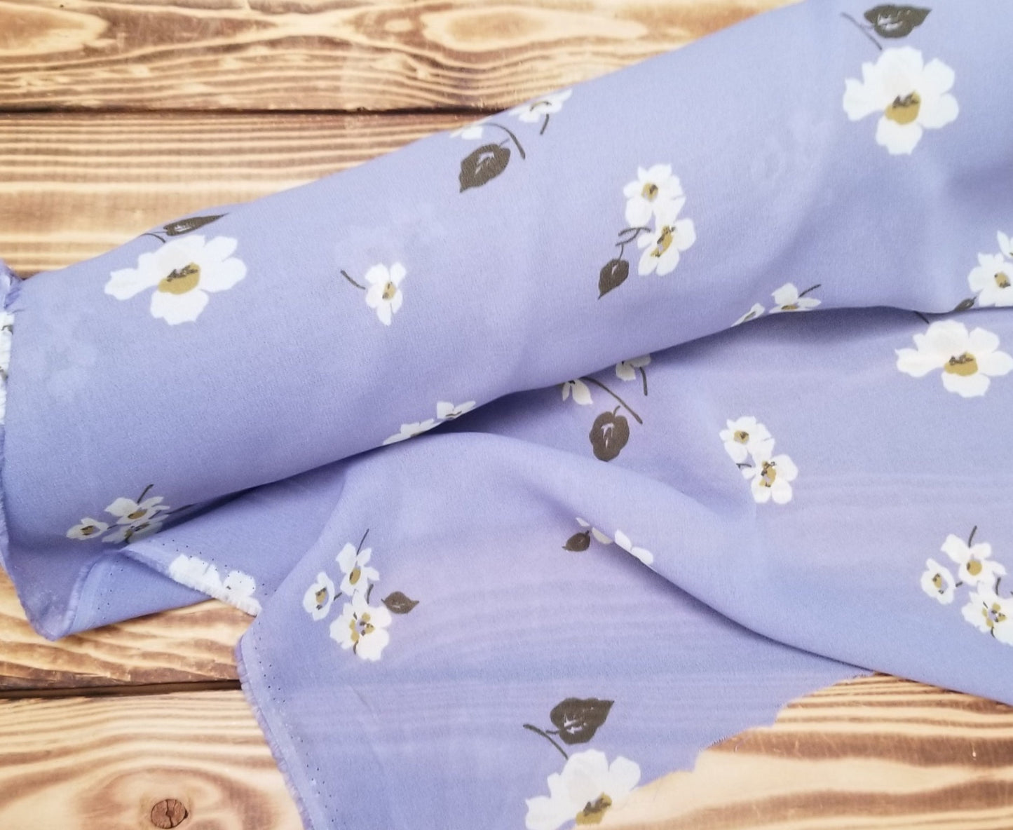 Designer Deadstock Rayon Georgette Sheer Lilac Daisy Floral Woven- By the yard
