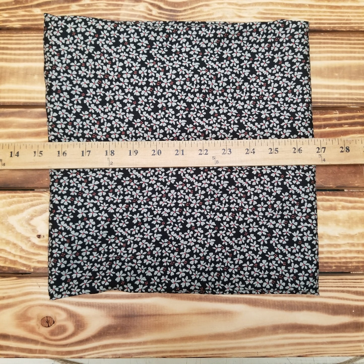 End of Bolt: 1-3/4th yards of Designer Deadstock Premium Rayon Black Small Floral Woven- remnant