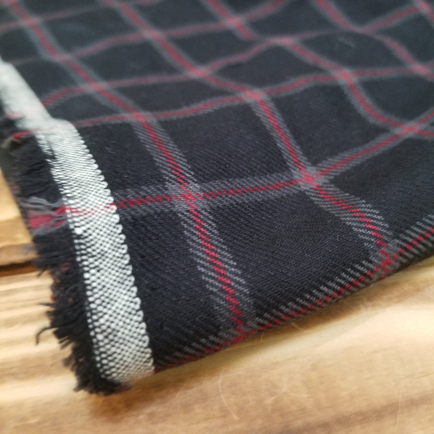 End of Bolt :3 yards of Designer Deadstock Rayon Twill Weave Shirting Red and Dark Navy Plaid Woven- remnant