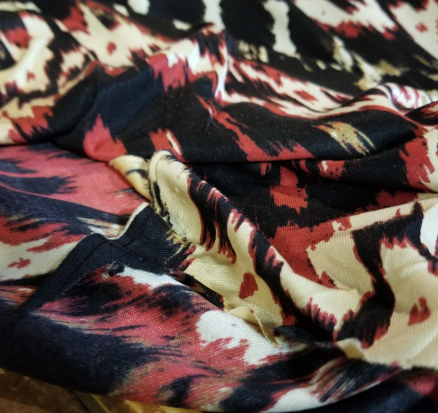 End of Bolt: 1.5 yards of Designer Deadstock Silk Jersey Bohemian Abstract Black and Ivory Printed Knit-remnant