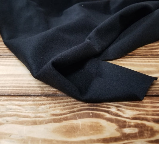 Designer Deadstock 100% Wool Slight Brushed Boiled Knit Black Solid- by the yard