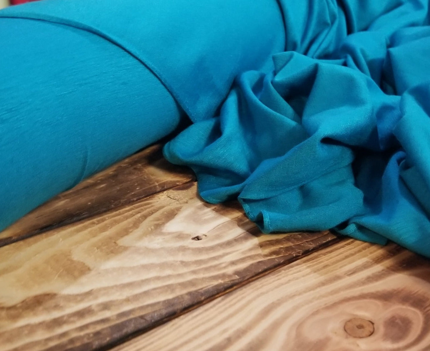 End of BOlt: 4 yards of Designer Deadstock Rayon Wool Stretch Jersey Blue  5.5oz Knit- remnant