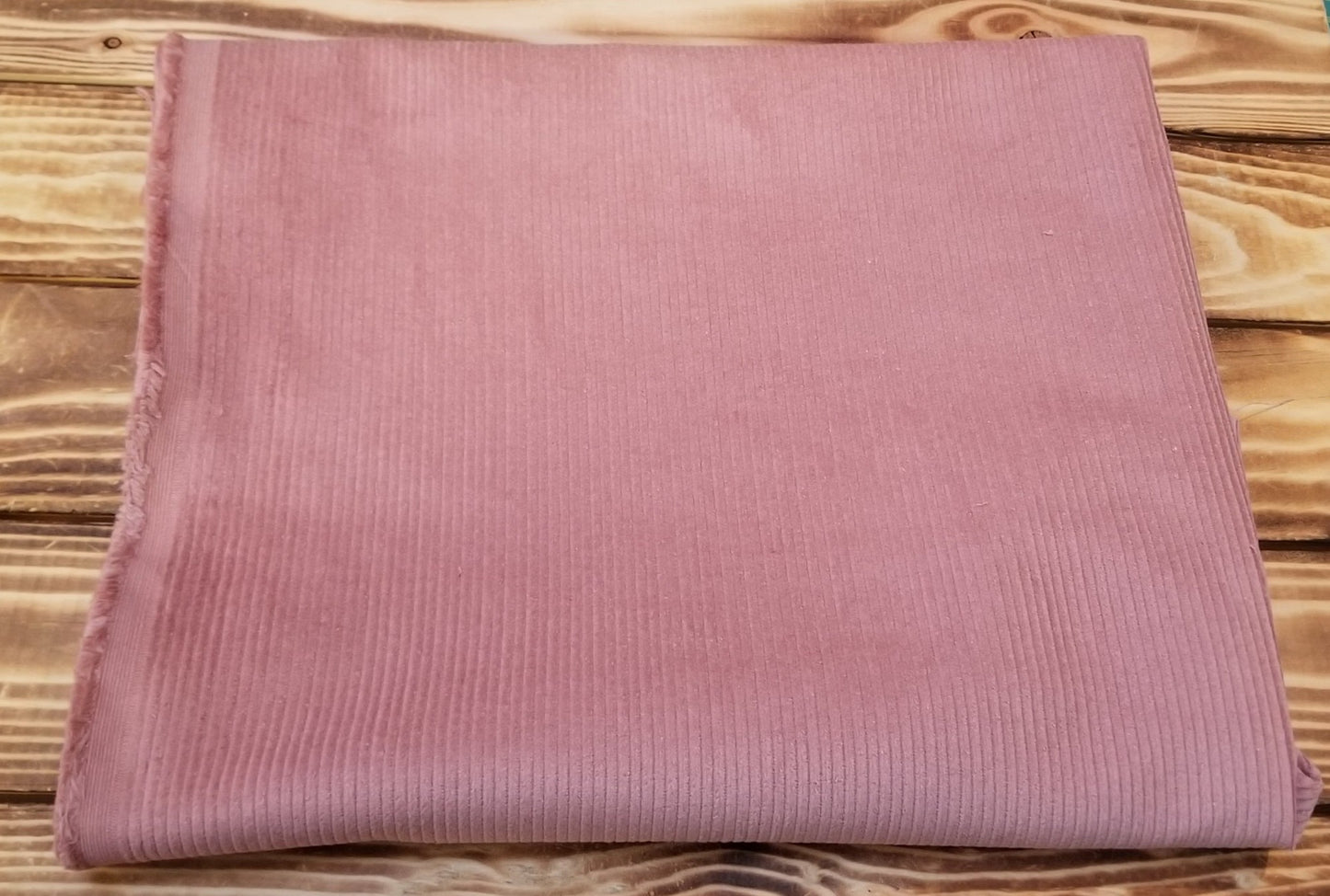 Designer Deadstock 100% Cotton Dusty Pink Rose Corduroy Medium Wale Woven- by the yard