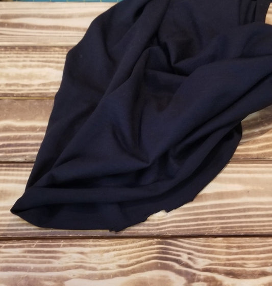 Designer Deadstock 100% Wool Black Lightweight Super Wash Striated Slub Jersey Knit- 4.5 oz-Sold by the yard