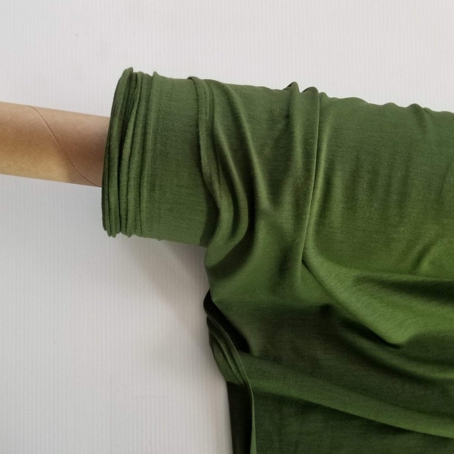 Designer Deadstock Wool Stretch Jersey Knit Green by the yard LA