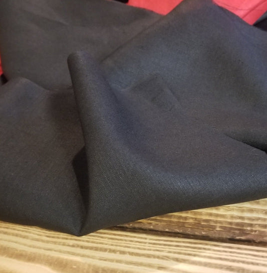 End of Bolt: 3-1/8th yards of Apparel Black Linen Cotton Blend Solid Woven-remnant