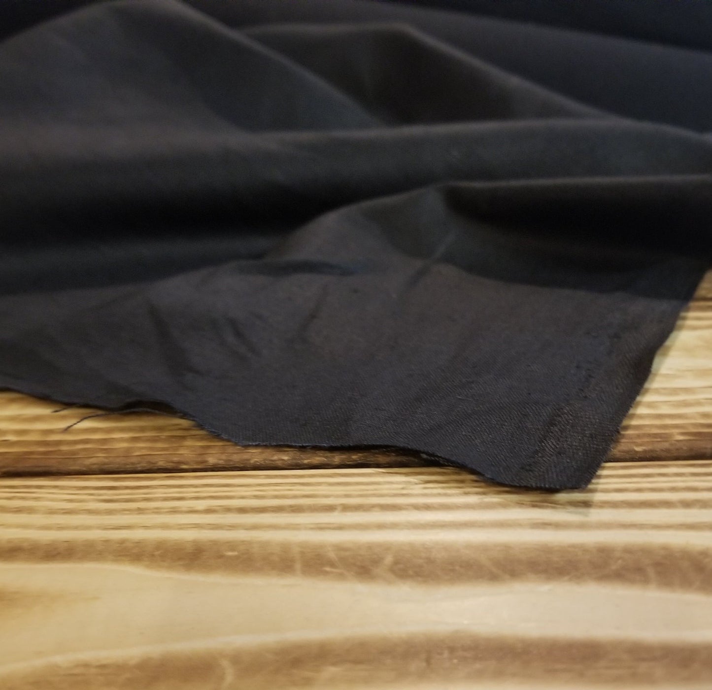 Handkerchief Weight Black 100% Linen Solid Woven- by the yard