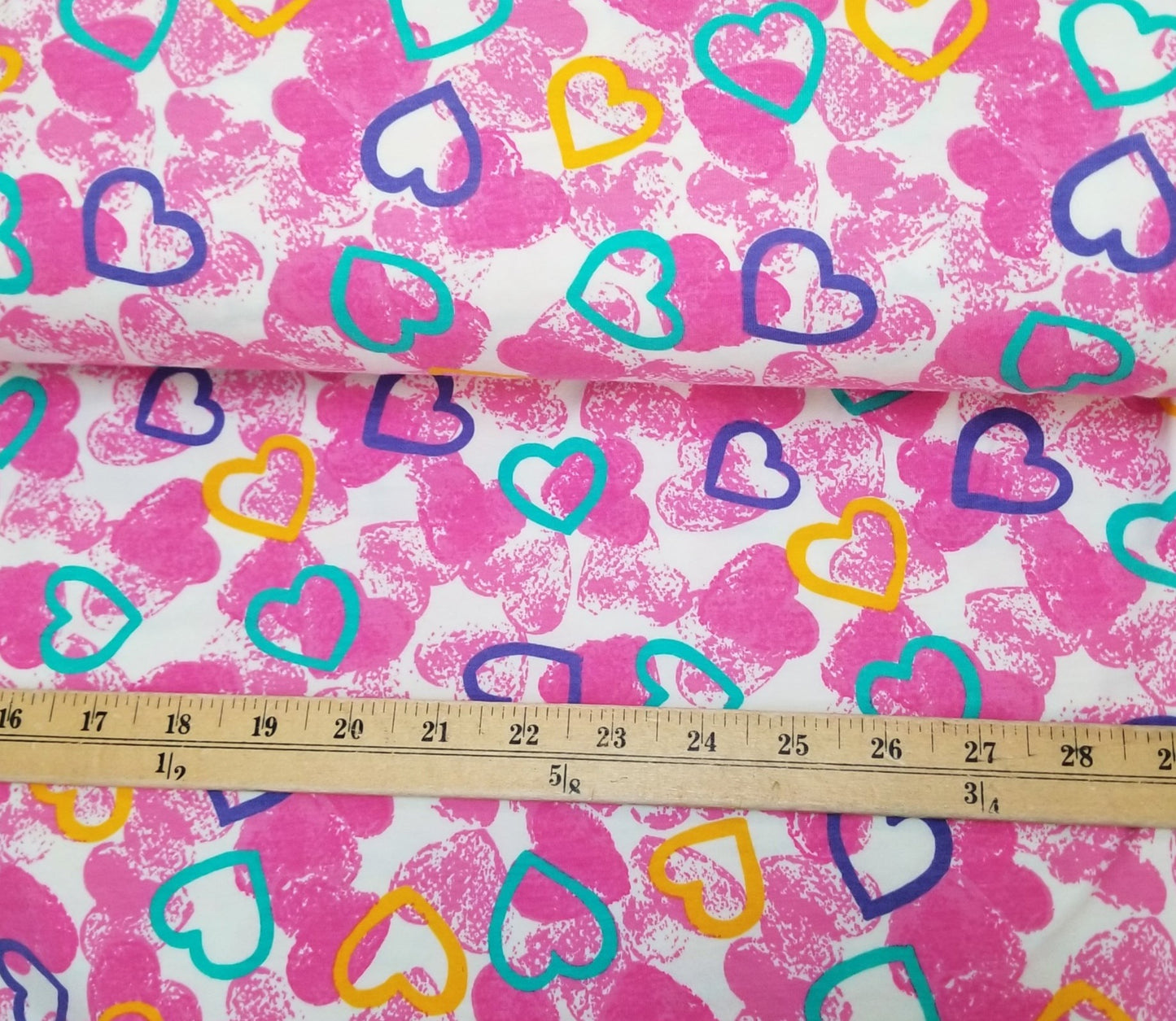 Fashion Hearts Pink Cotton Jersey Knit- price per yard