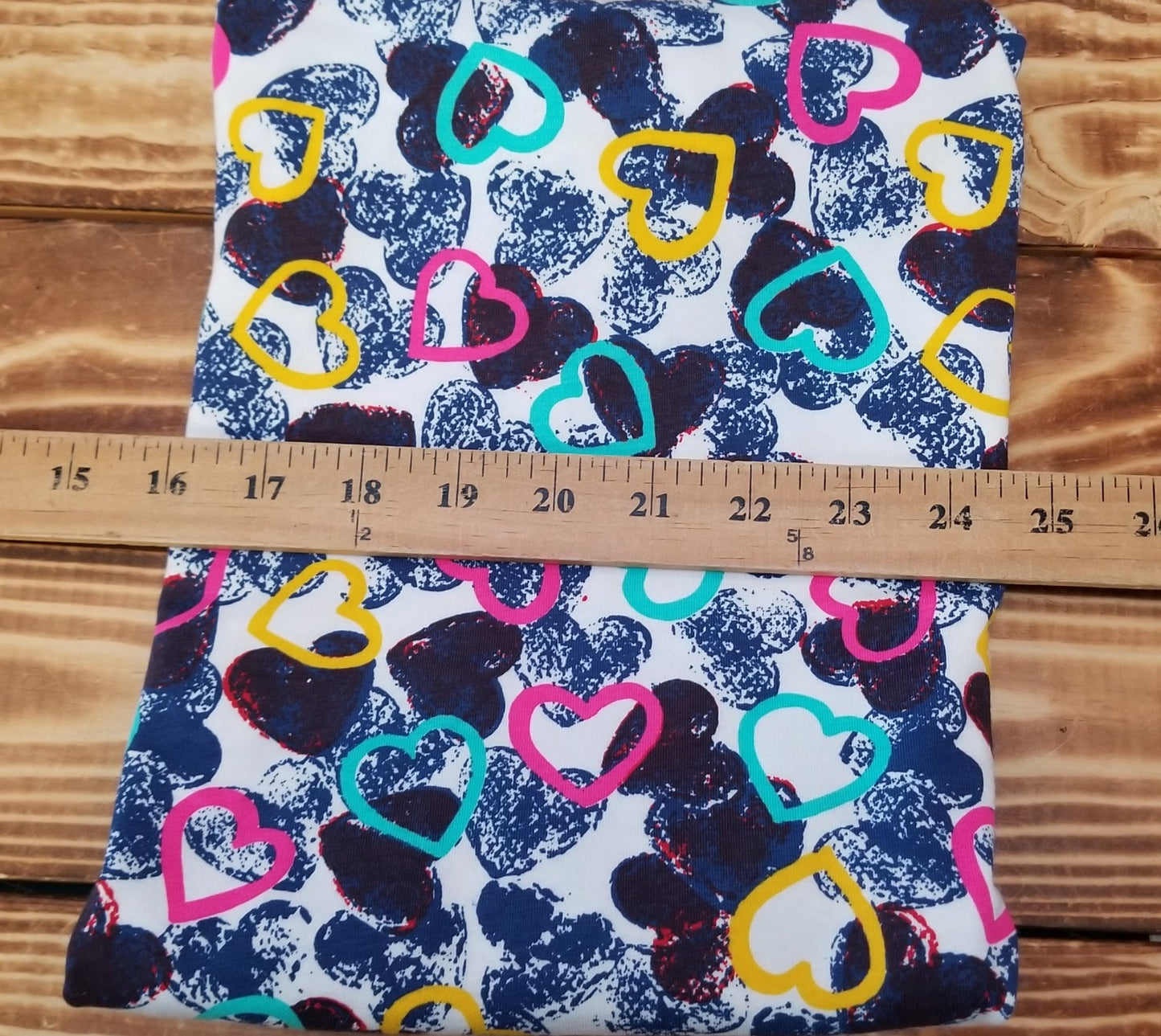 Fashion Hearts Navy Cotton Jersey Knit- price per yard