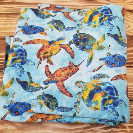 End of Bolt: 1.5 yards of quilting cotton sea turtles- remnant
