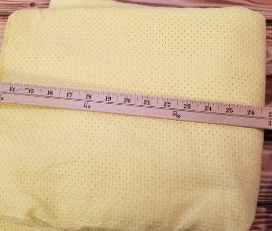 End of Bolt: 2-1/8th yards of Designer Deadstock Yellow Eyelet Cotton Woven-Remnant