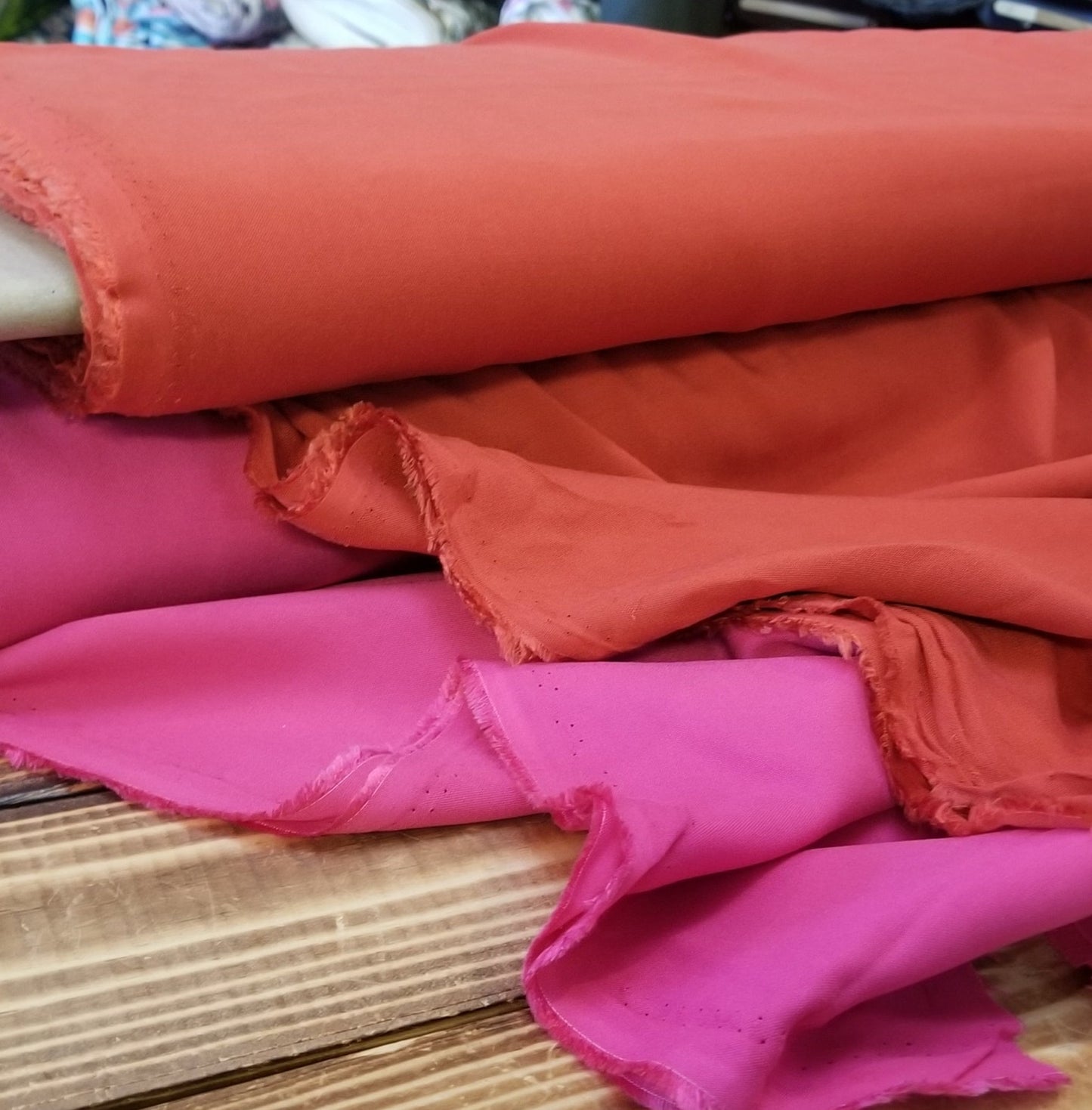 Fashion Apparel Fabrics Rust Orange Rayon Challis Solid Woven-price per yard