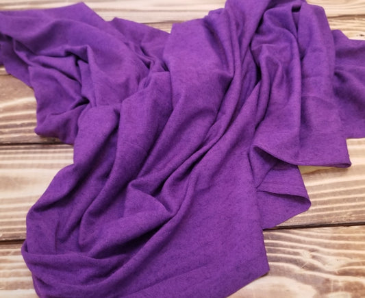 Designer Deadstock Rayon Wool Slub Stretch Jersey Two Tone Fuchsia Purple 5.5oz Knit- Sold by the yard