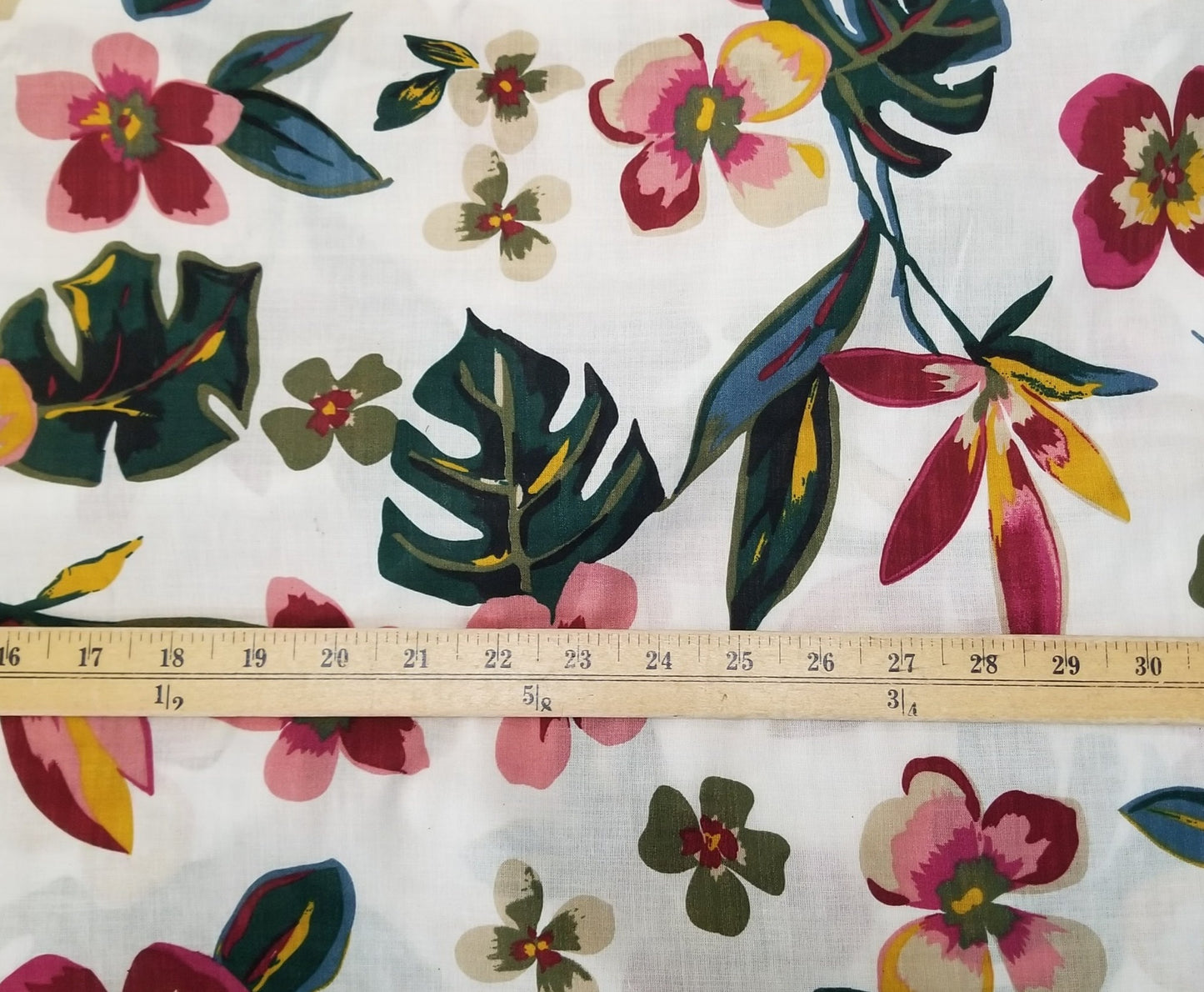 Designer Deadstock Resort Kailua Floral White Cotton Lawn 2.36 oz - Sold by the yard