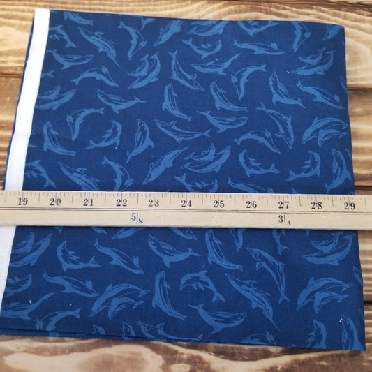 End of Bolt: 1 yard of Quilting Cotton Woven Dolphins by   Exclusively Quilters ( 1 yard cut) - Remnant