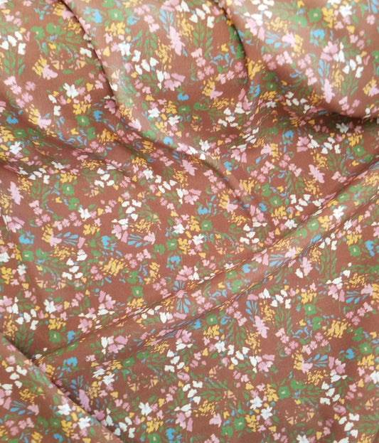 Designer Deadstock Cottage Floral Rayon Crepe Woven- price by the yard