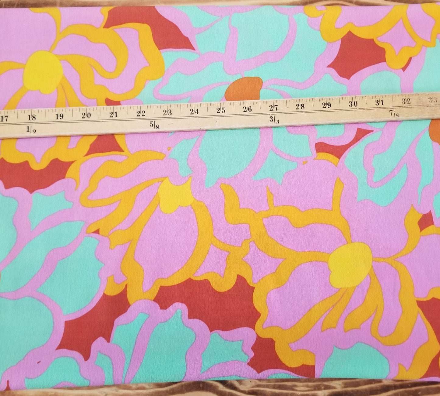 Designer Deadstock Resortwear Rayon Crepe Largescale Pink and Orange Floral Print Woven- price per yard