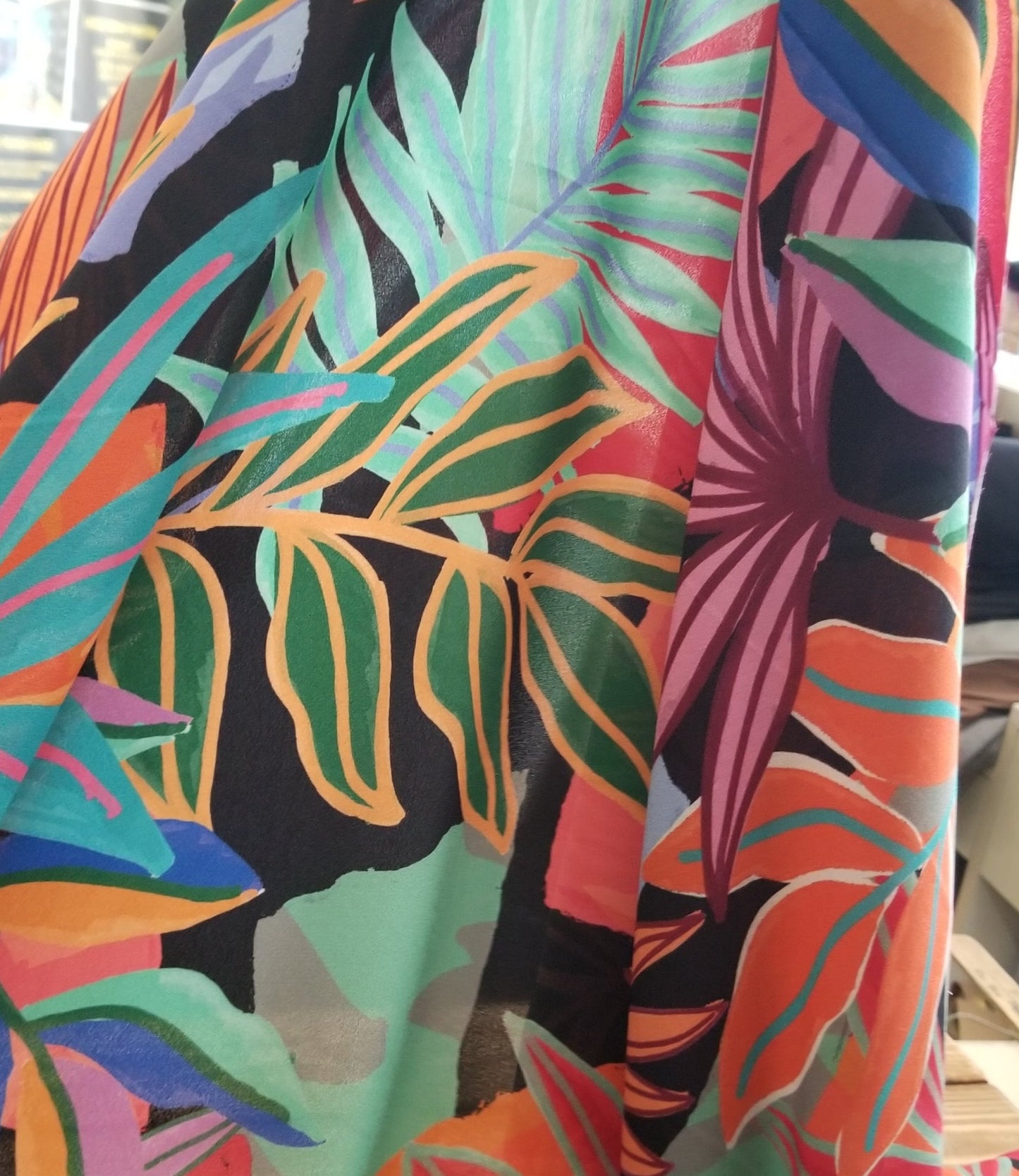 Designer Deadstock Resortwear Watercolor Foliage Matte Georgette Print Woven- price per yard