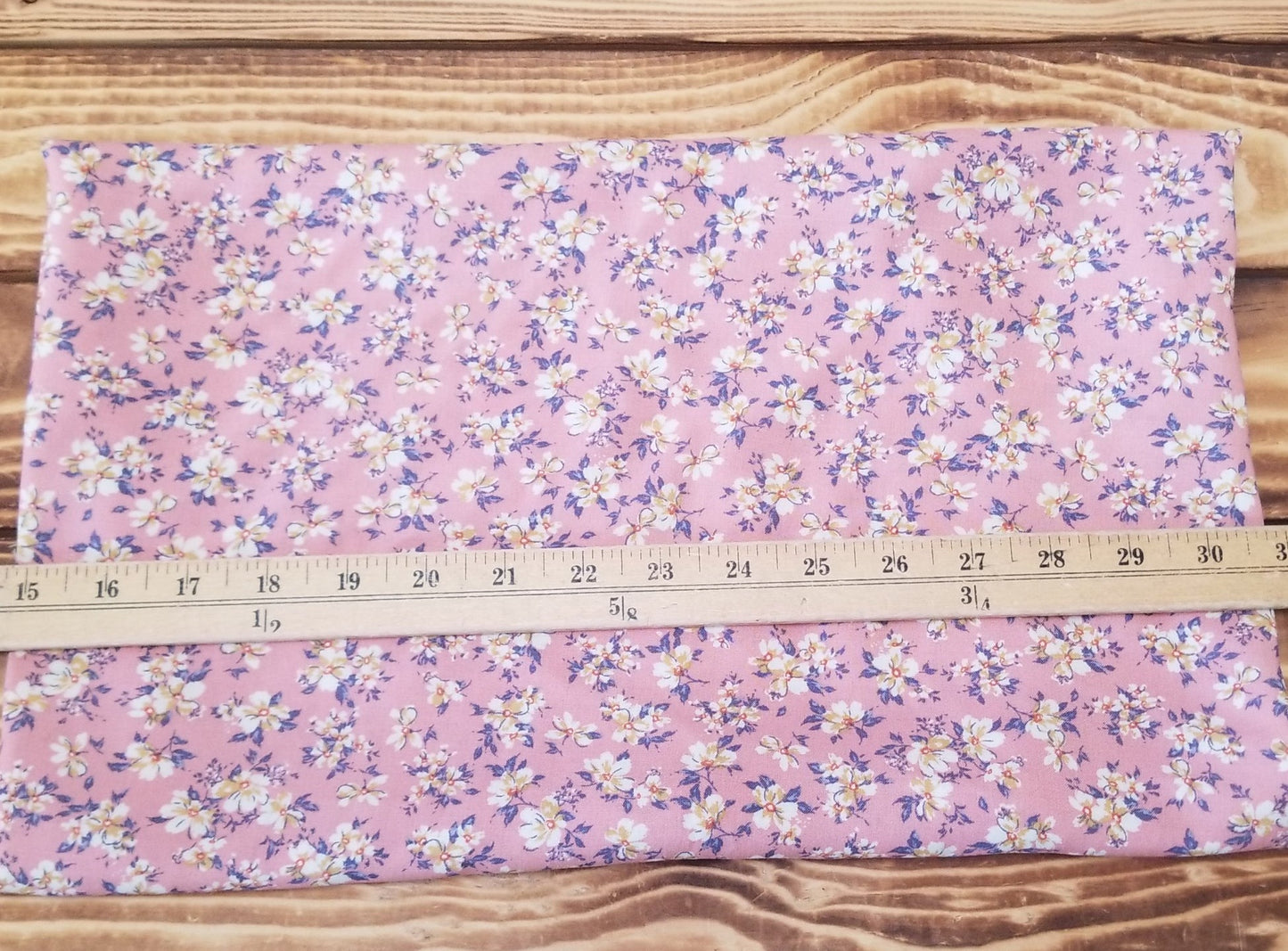 Designer Deadstock Cottage Small Floral Pink Rayon Challis Woven- price by the yard