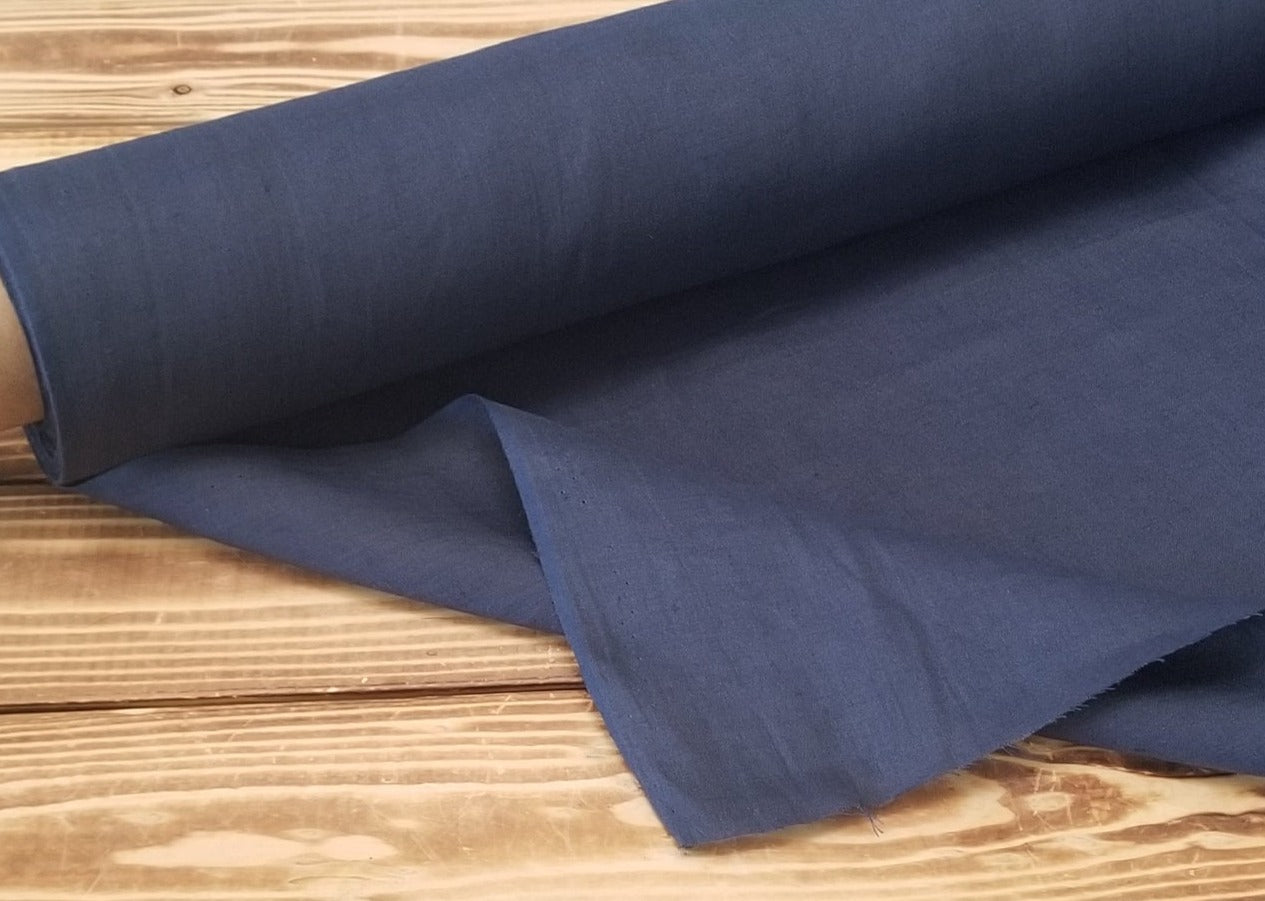Handkerchief Weight Navy 100% Linen Solid Woven- by the yard