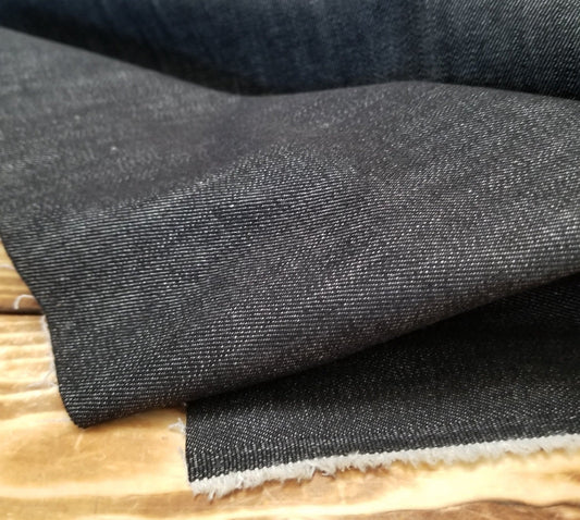 End of BOlt: 2.5 yards of Cone Mills S-Gene Denim Stretch Two Tone Black Woven 10oz- remnant