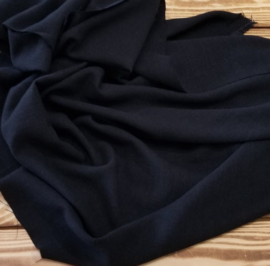 Designer Deadstock Textured Nubby  Laundered Viscose Rayon Linen Black Woven- by the yard